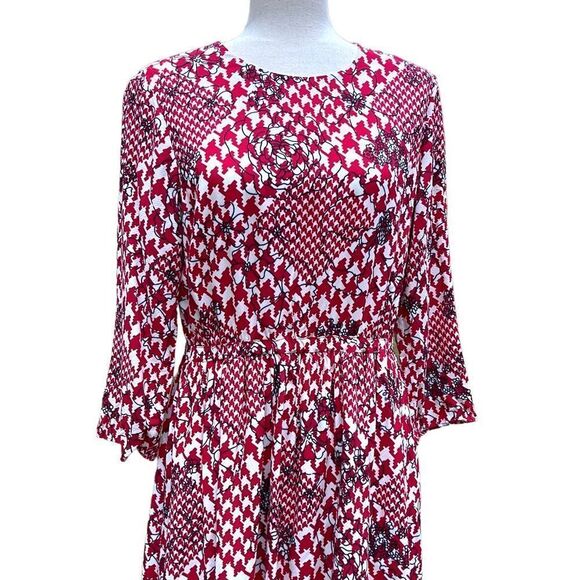 Brooks Brothers Refined Red Floral Belted Knee Length Dress Preppy Size 8 - Picture 3 of 10